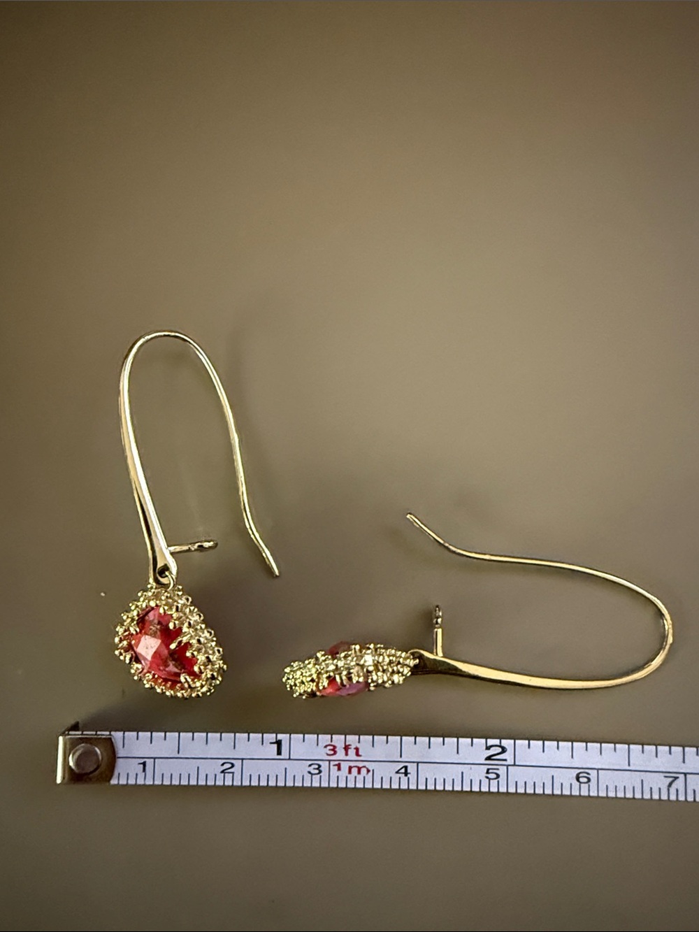 Kendra Scott Gold-Tone Drop Earrings with Red Crystal Centers